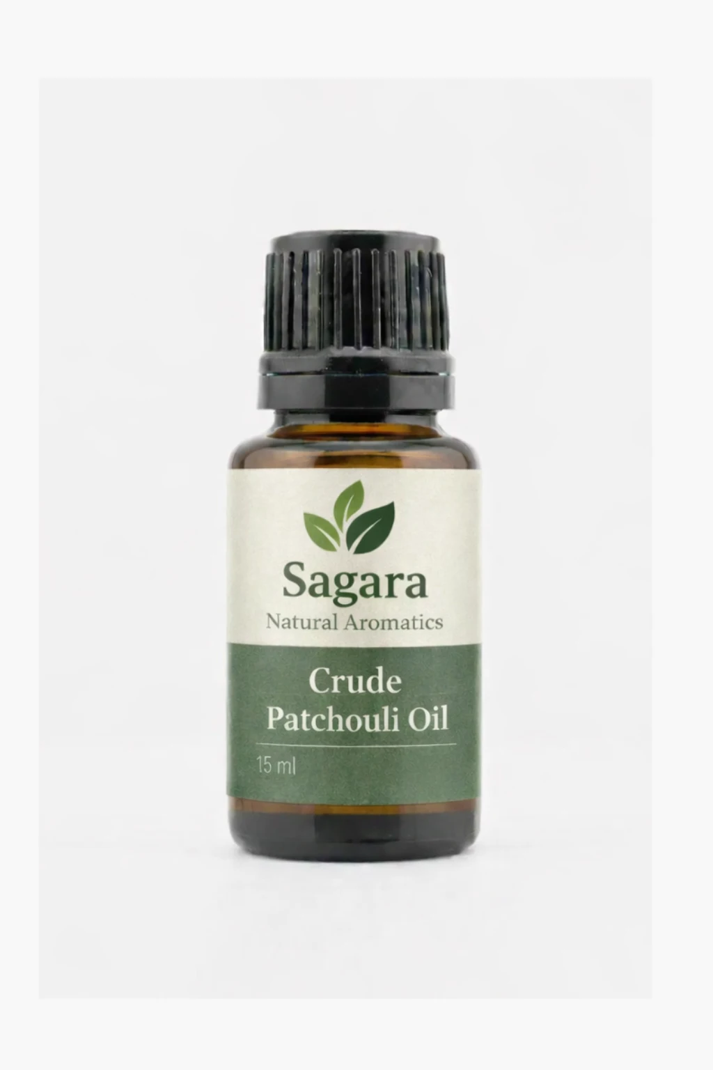 Crude Patchouli Oil 15ml by Sagara Natural Aromatics in amber bottle, Aceh Indonesia essential oil supplier
